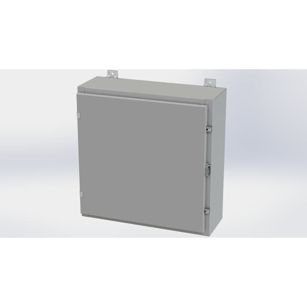 Clamps with Padlock Hasp Electrical Enclosures, 24 in H, 8 in D, 24 in W, NEMA 4, Carbon Steel